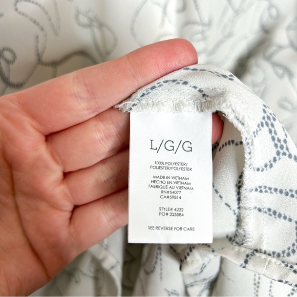 Cabi Ribbon Trim Blouse Contemporary Abstract Print Long Sleeve Top Style #4232 - Picture 7 of 8